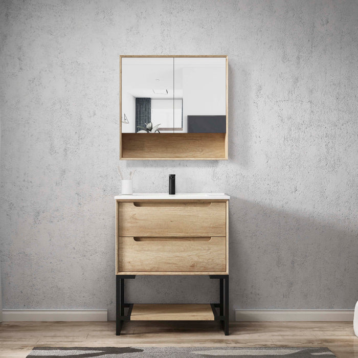 BYRON Shaving Cabinet 750x800mm Natural Oak Otti Australia