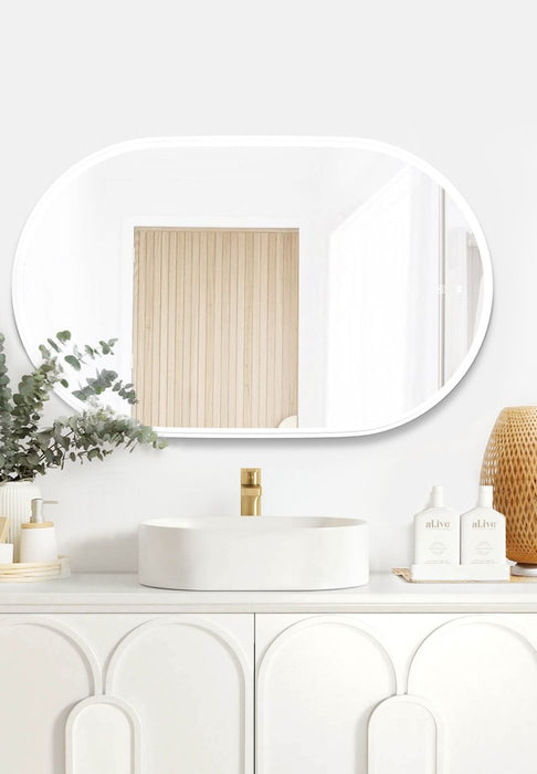 Noosa LED Metal Frame Mirror Matte White 900x600mm