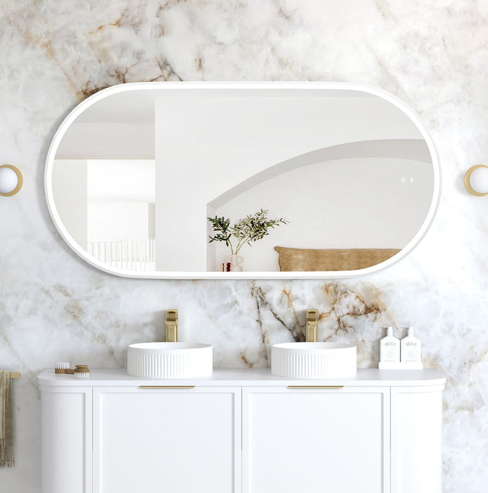 Noosa LED Metal Frame Mirror Matte White 1500x750mm
