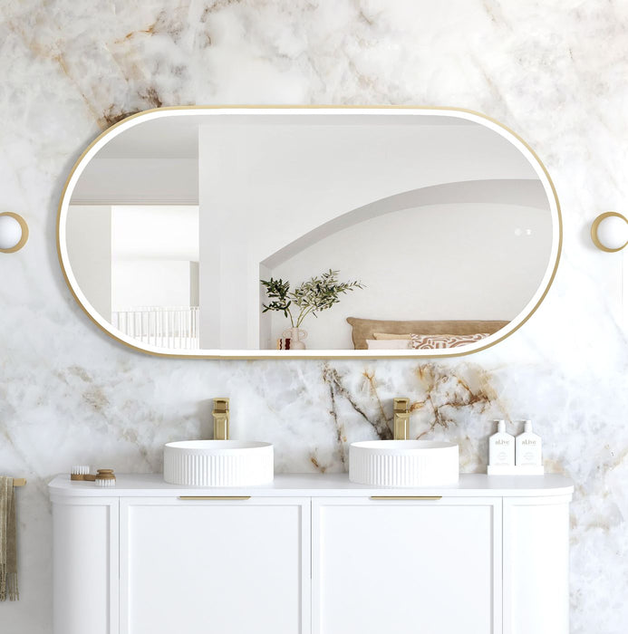Noosa LED Metal Frame Mirror Gold 1500x750mm