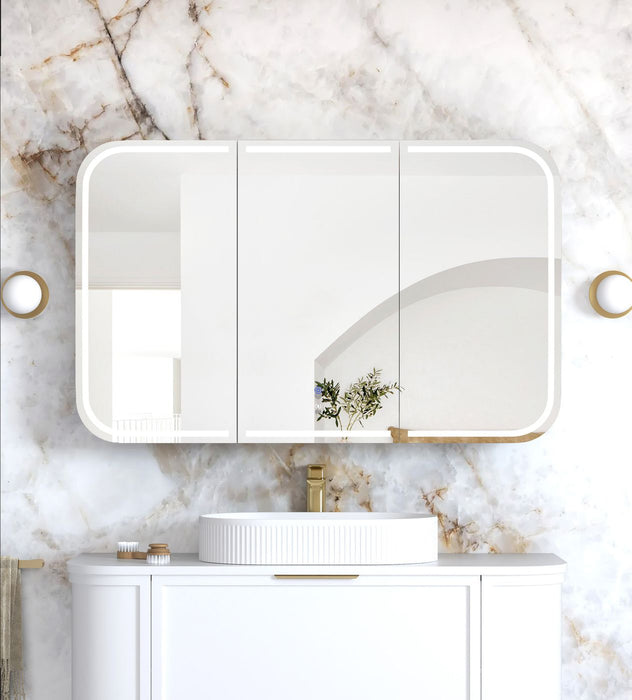 LED Newport Shaving Cabinet Satin white 1200x750mm