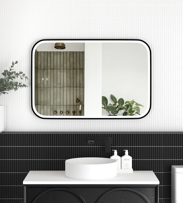 LED Newport Mirror Black Soft Square 900x600mm