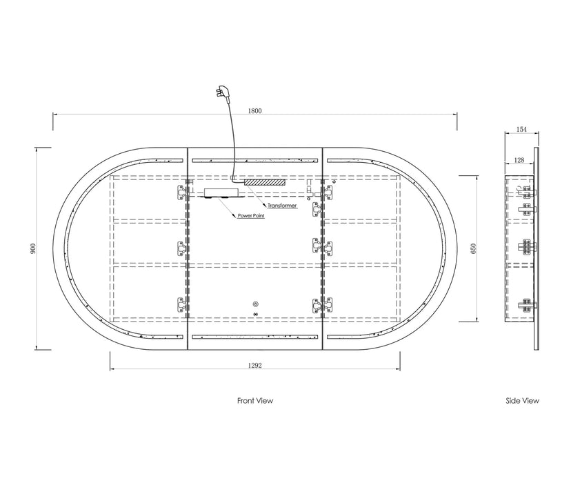 LED Bondi Shaving Cabinet Black Oak 1800 x 900mm