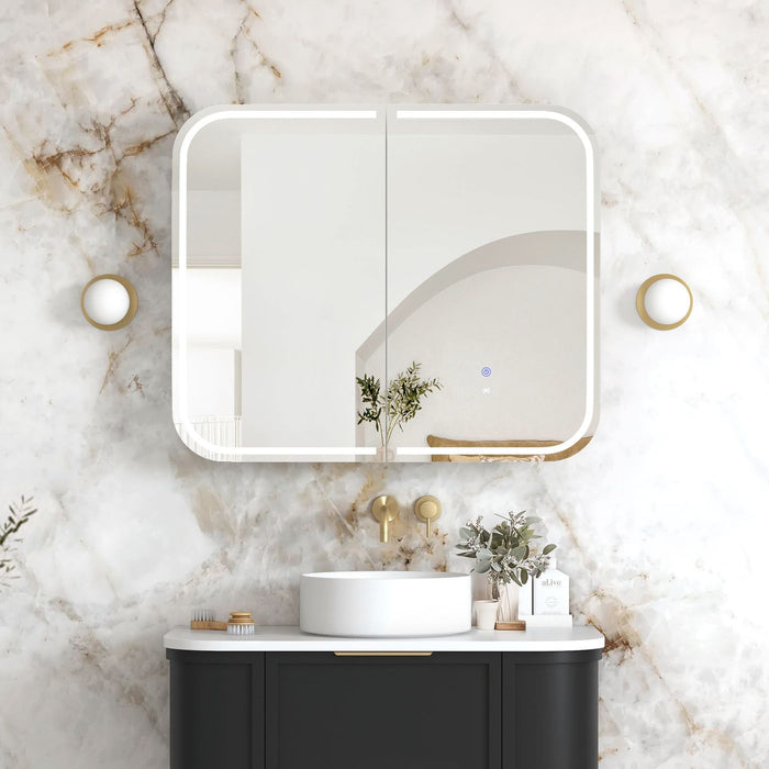 LED Newport Shaving Cabinet Balck Oak 900x750mm
