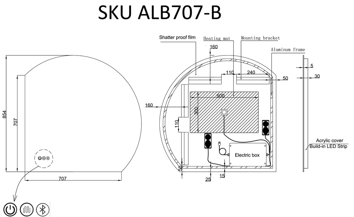 ALBA Corner Frameless Mirror LUMIXE