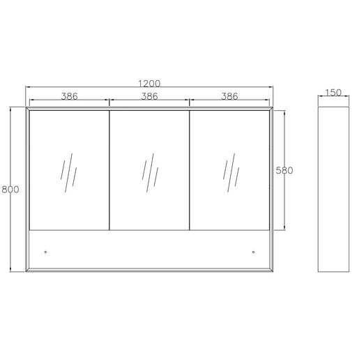 BYRON Shaving Cabinet 1200x800mm Natural Oak Otti Australia