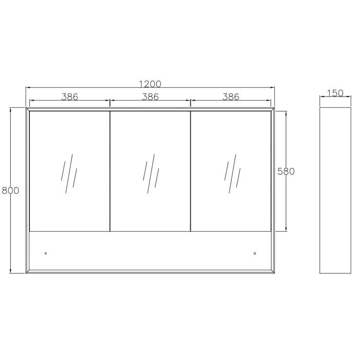 BYRON Shaving Cabinet 1200x800mm Natural Oak Otti Australia