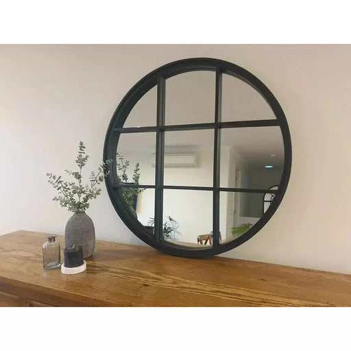 Isla Black Round Hamptons Mirror Masterpiece Mirrors