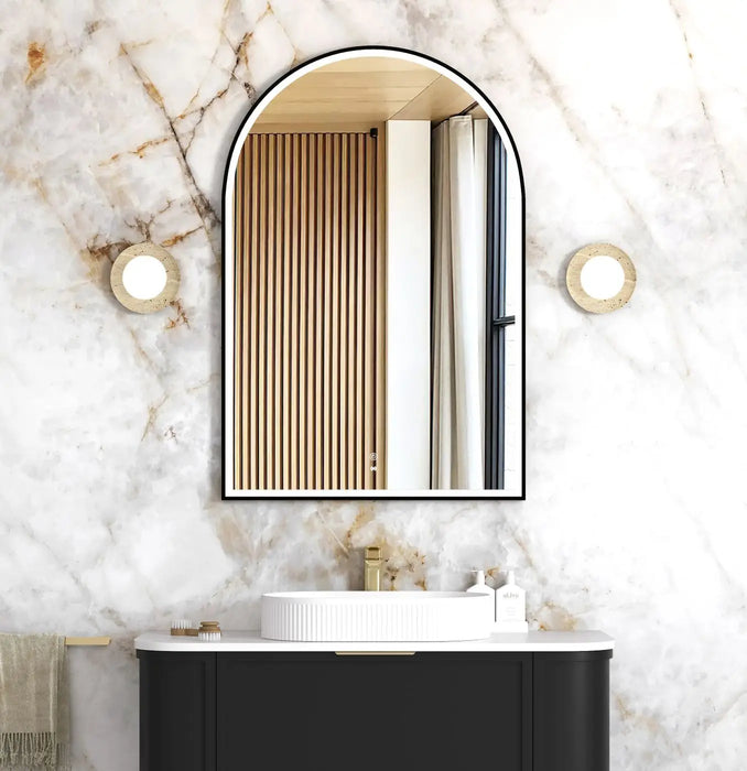 LED Archie Metal Frame Mirror Black 1200x800mm Otti Australia