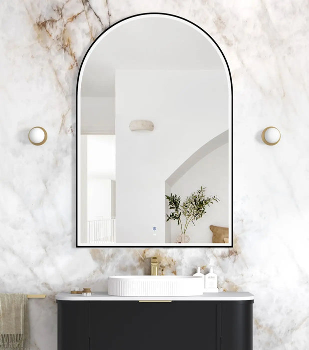 LED Archie Metal Frame Mirror Black 1500x1000mm Otti Australia