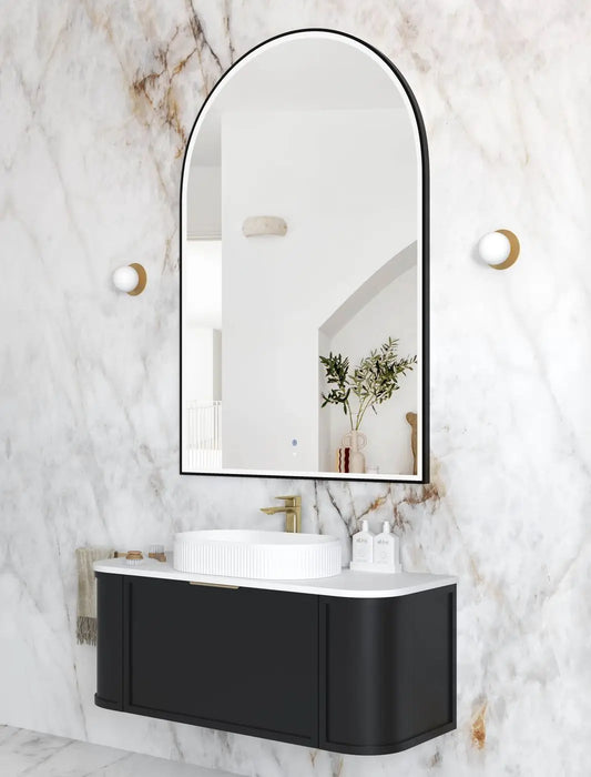 LED Archie Metal Frame Mirror Black 1500x1000mm Otti Australia