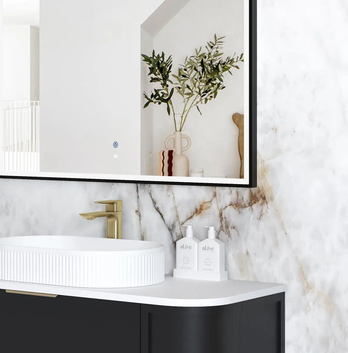 LED Archie Metal Frame Mirror Black 1500x1000mm Otti Australia