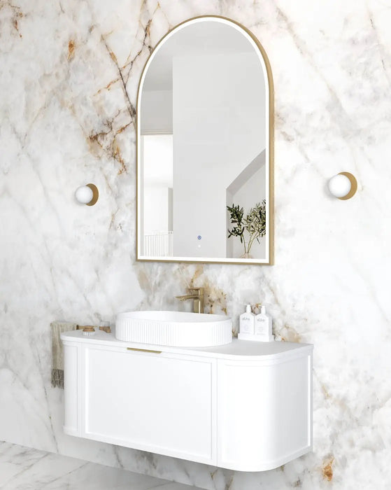LED Archie Metal Frame Mirror Gold 1200x800mm Otti Australia