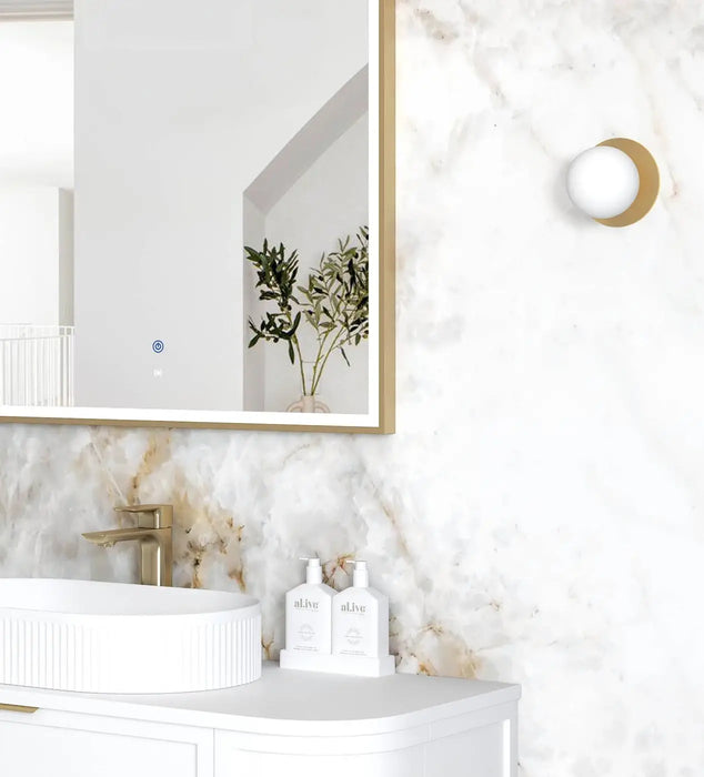 LED Archie Metal Frame Mirror Gold 1200x800mm Otti Australia