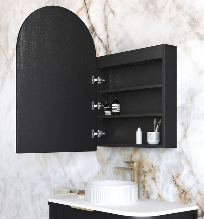 LED Archie Shaving Cabinet Black Oak 900 x 600mm Otti Australia