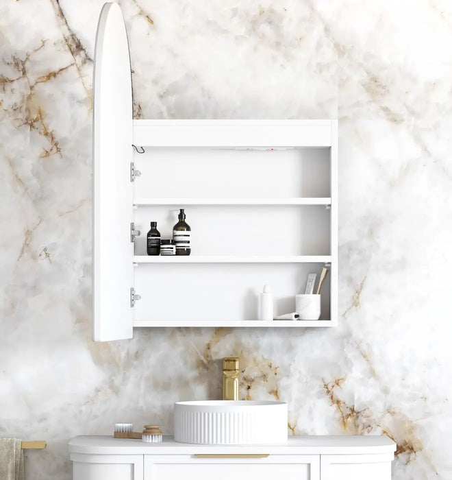 LED Archie Shaving Cabinet Matte White 900 x 600mm Otti Australia
