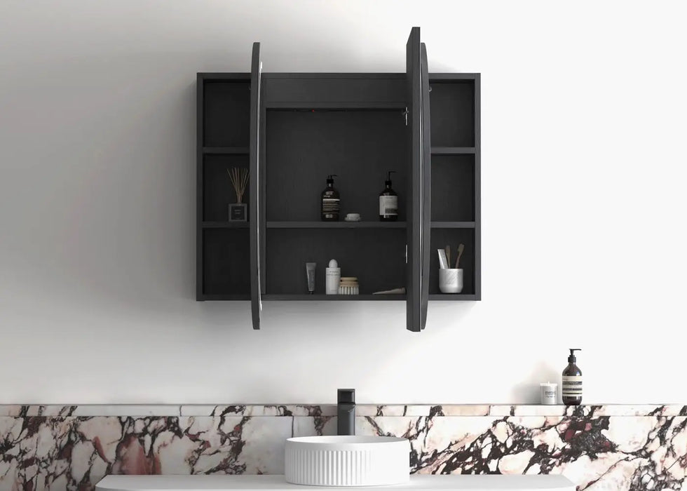 LED Bondi Shaving Cabinet Black Oak 1200 x 750mm Otti Australia