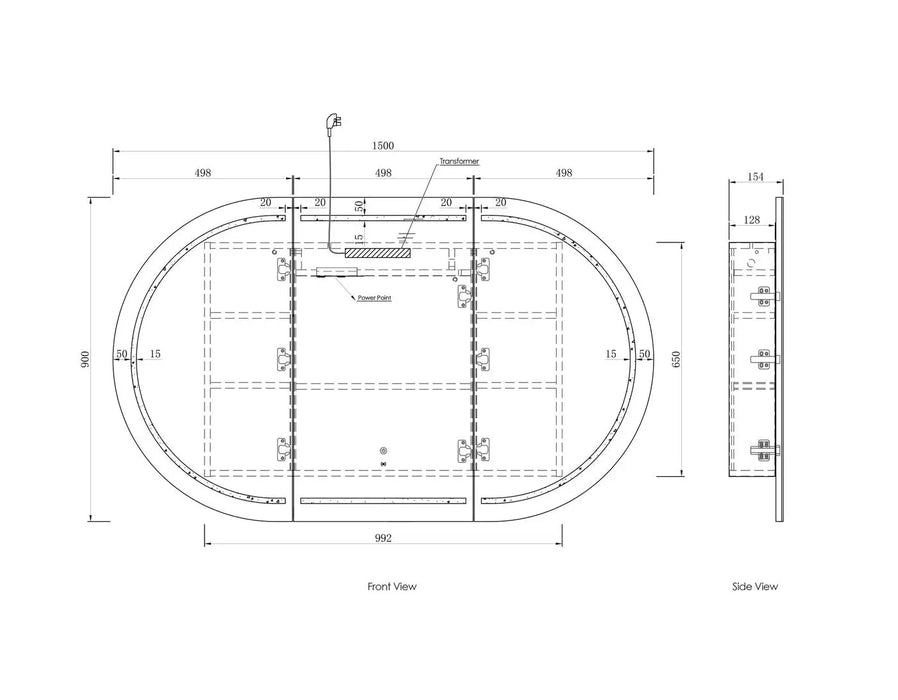 LED Bondi Shaving Cabinet Black Oak 1500 x 900mm Otti Australia