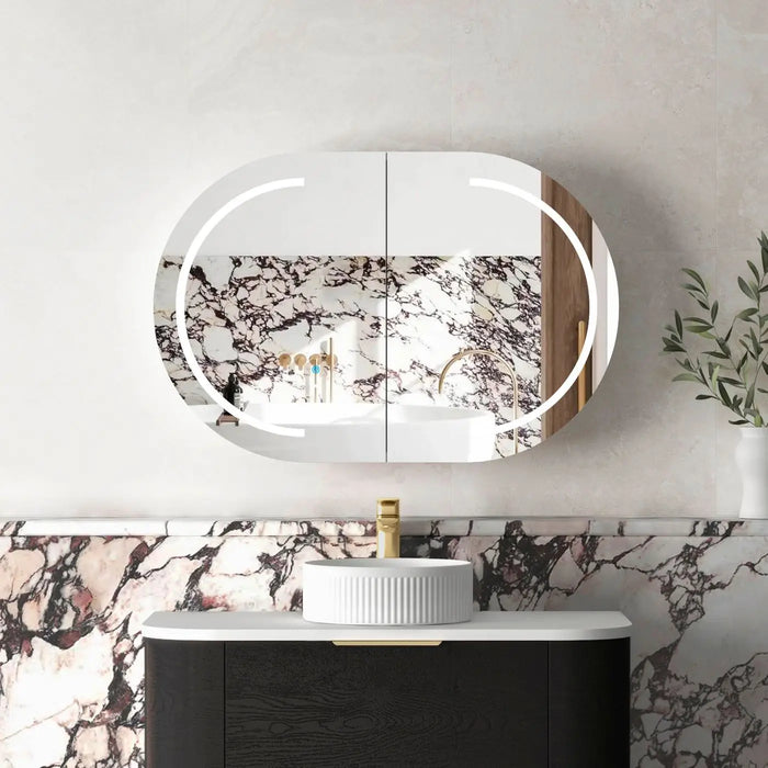 LED Bondi Shaving Cabinet Black Oak 900 x 600mm Otti Australia