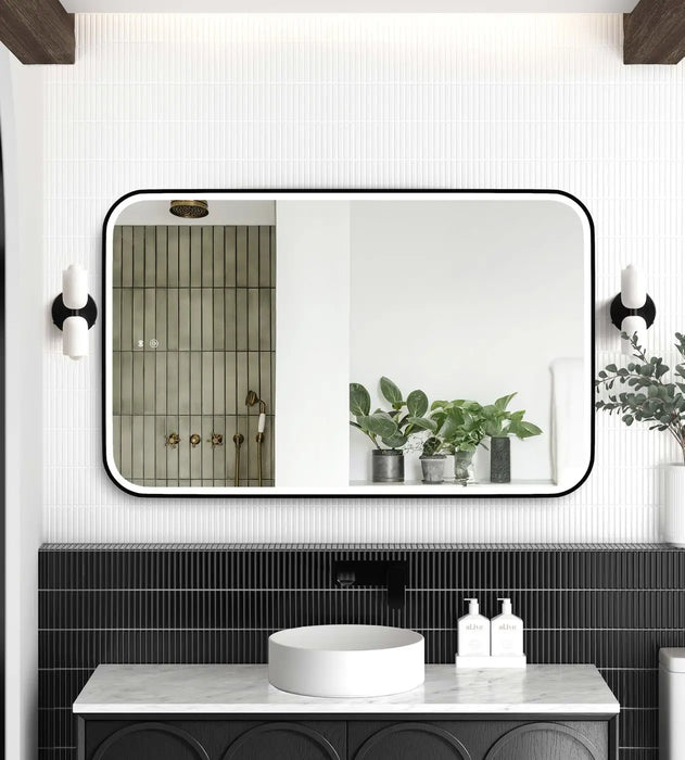LED Newport Mirror Black Soft Square 1200x750mm Otti Australia