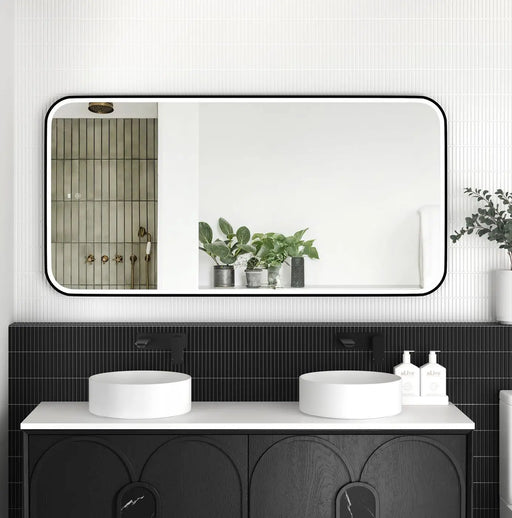 LED Newport Mirror Black Soft Square 1500x750mm Otti Australia