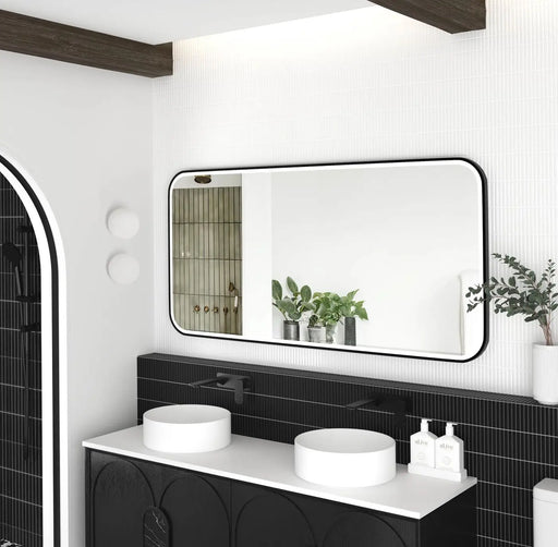 LED Newport Mirror Black Soft Square 1500x750mm Otti Australia
