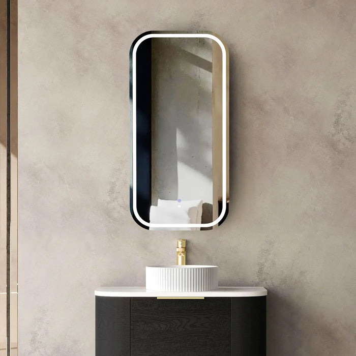 LED Newport Mirror Black Soft Square 900 x 450mm Otti Australia