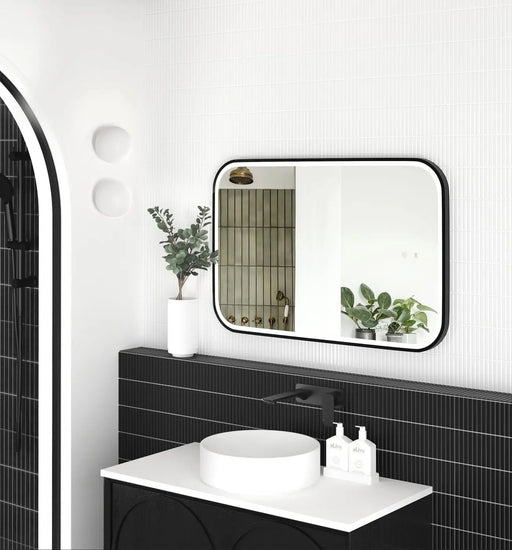 LED Newport Mirror Black Soft Square 900x600mm Otti Australia
