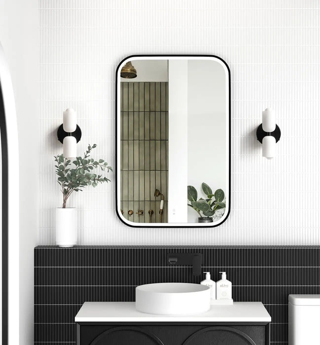 LED Newport Mirror Black Soft Square 900x600mm Otti Australia