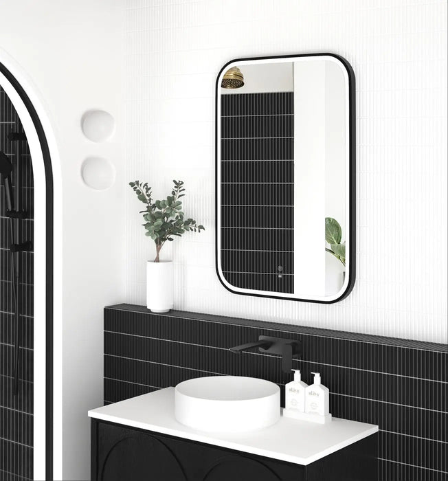LED Newport Mirror Black Soft Square 900x600mm Otti Australia