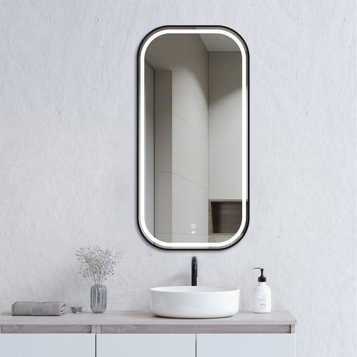 LED Newport Mirror Black Soft Square Otti Australia