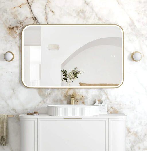 LED Newport Mirror Gold Soft Square 1200x750mm Otti Australia