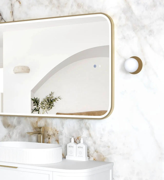 LED Newport Mirror Gold Soft Square 1200x750mm Otti Australia