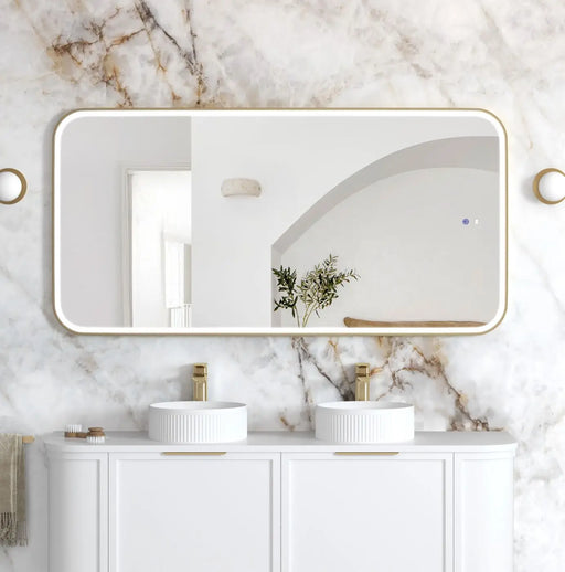 LED Newport Mirror Gold Soft Square 1500x750mm Otti Australia