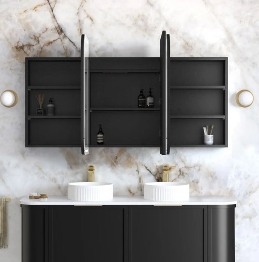 LED Newport Shaving Cabinet Black Oak 1500 x 750mm Otti Australia