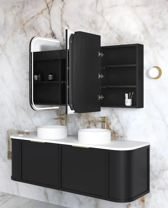 LED Newport Shaving Cabinet Black Oak 1500 x 750mm Otti Australia