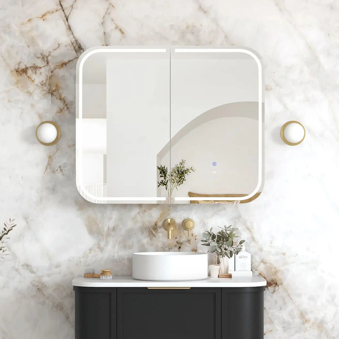 LED Newport Shaving Cabinet Black Oak 900 x 750mm Otti Australia