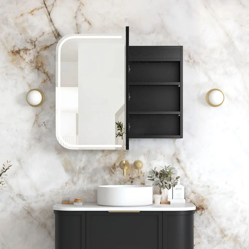 LED Newport Shaving Cabinet Black Oak 900 x 750mm Otti Australia