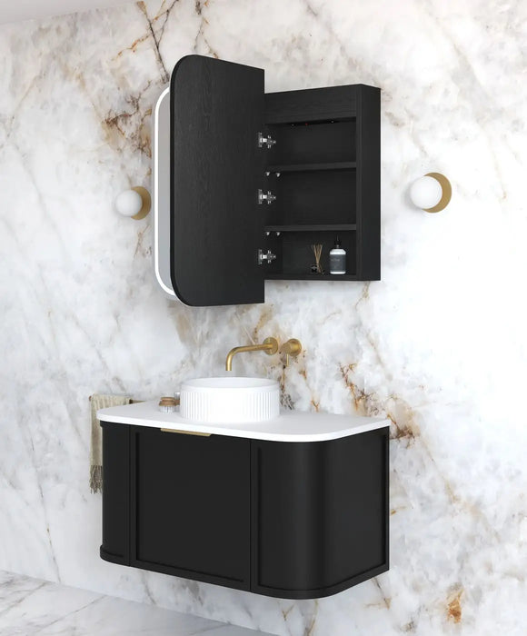 LED Newport Shaving Cabinet Black Oak 900 x 750mm Otti Australia