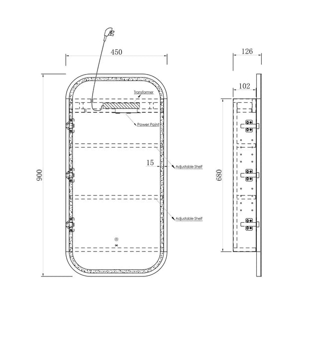 LED Newport Shaving Cabinet Matte white Otti Australia