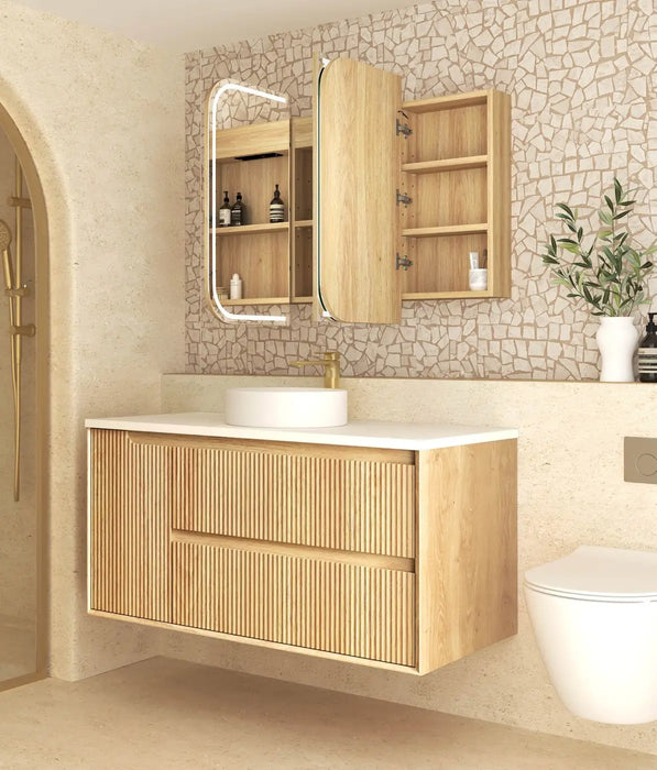 LED Newport Shaving Cabinet Natural Oak 1200 x 750mm Otti Australia