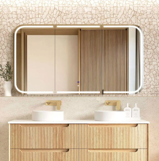 LED Newport Shaving Cabinet Natural Oak 1500 x 750mm Otti Australia