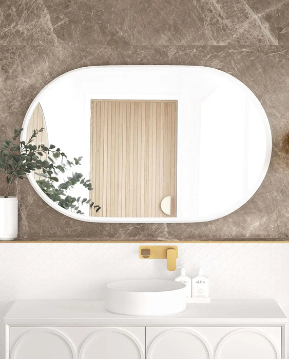 Noosa LED Metal Frame Mirror Matte White 1200x750mm Otti Australia