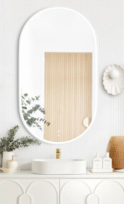 Noosa LED Metal Frame Mirror Matte White 1200x750mm Otti Australia