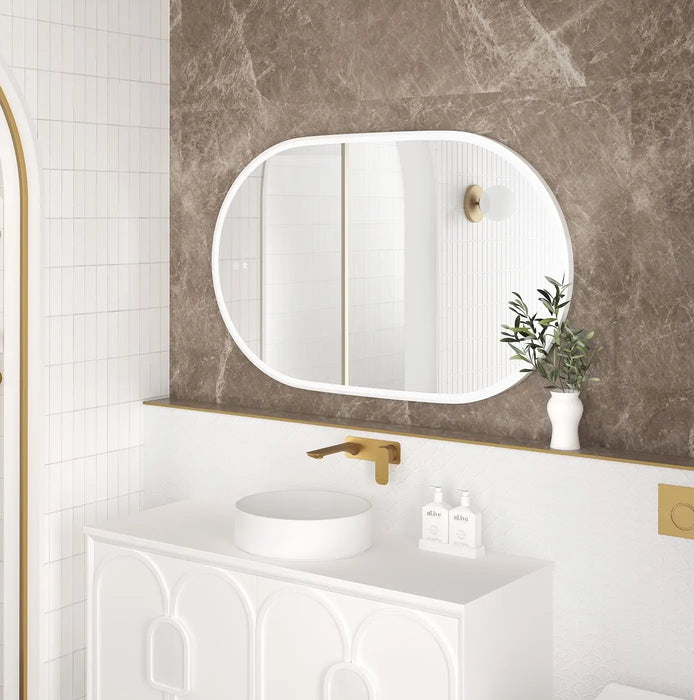 Noosa LED Metal Frame Mirror Matte White 1200x750mm Otti Australia