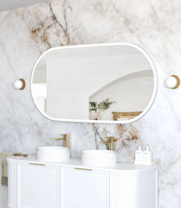 Noosa LED Metal Frame Mirror Matte White 1500x750mm Otti Australia