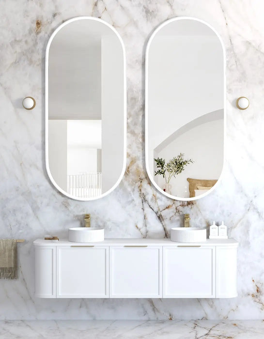 Noosa LED Metal Frame Mirror Matte White 1800x750mm Otti Australia