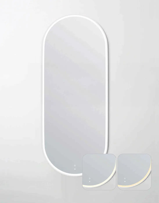 Noosa LED Metal Frame Mirror Matte White 1800x750mm Otti Australia