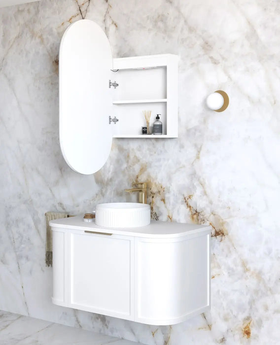 Noosa Led bathroom shaving Cabinet Matte White 900 x 450mm Otti Australia