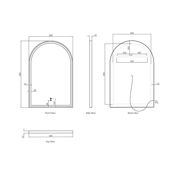 LED Archie Metal Frame Mirror Gold